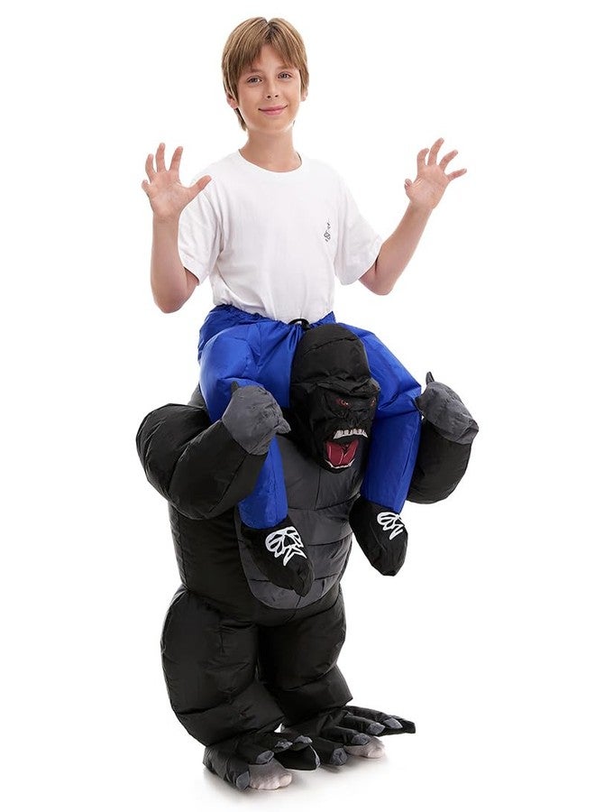 HSCTEK Inflatable Gorilla Costume Kids Boys Girls, Blow up Ride on Animal Cosplay Teen, Riding Halloween Rider Clothes Child Black - Image 2